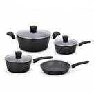 Conjunto 4 Panelas Revestimento Cerâmica Tampa De Vidro Temperado Cozinha Furo Escape