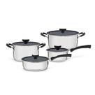 Conjunto 4 panelas tramontina solar em aço inox revestimento interno em cerâmica grafite 65120/026