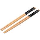 Conjunto 4 Pares Hashis Japonês 24x1cm Preto Bambu Sunflower Lyor Sushi Yakisoba Oriental