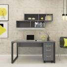 Conjunto 4 Peças 2 Prateleiras 1 Mesa 1 Gaveteiro P25 Grafito Preto