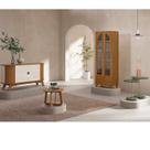 Conjunto 4 Peças Apoio Mesa de Centro Buffet e Cristalera Murano Marrom Cinamomo/Off White Conjunto 4 Peças Apoio Mesa de Centro Buffet e Cristalera Murano Marrom Cinamomo/Off White