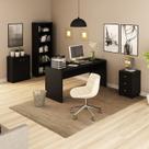 Conjunto 4 Peças com 1 Mesa 1 Balcão 1 Estante 1 Gaveteiro Espresso Móveis