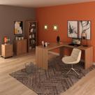 Conjunto 4 Peças com 1 Mesa em L 1 Balcão 1 Gaveteiro 1 Estante Espresso Móveis