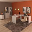 Conjunto 4 Peças com 1 Mesa em L 1 Balcão 1 Gaveteiro 1 Estante Espresso Móveis