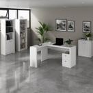 Conjunto 4 Peças com 1 Mesa para Escritório em L, 2 Estantes e 1 Armário Baixo