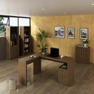 Conjunto 4 Peças com 1 Mesa para Escritório em L, 2 Estantes e 1 Armário Baixo