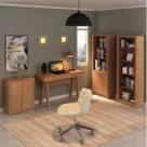 Conjunto 4 Peças com Escrivaninha, Estante Livreiro, com 2 Portas e Armário Multiuso Baixo