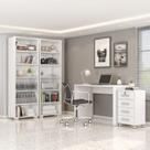Conjunto 4 Peças com Escrivaninha, Gaveteiro e 2 Estantes Livreiros Branco Conjunto 4 Peças com Escrivaninha, Gaveteiro e 2 Estantes Livreiros Branco