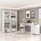 Conjunto 4 Peças com Escrivaninha, Gaveteiro e 2 Estantes Livreiros Branco