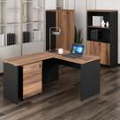 Conjunto 4 Peças com Mesa para Escritório em L 150cmx150cm, Estante e Gaveteiro Espresso Móveis Marrom Preto