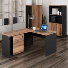 Conjunto 4 Peças com Mesa para Escritório em L 170cmx150cm, Estante e Gaveteiro Espresso Móveis Marrom Preto