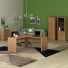 Conjunto 4 Peças com Mesa para Escritório em L, Armários Alto Aberto, Armário Fechado e Baixo