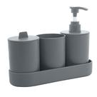Conjunto 4 Peças Em Pp Para Banheiro Lyor Porta Escovas e Dispenser Para Sabonete Liquido