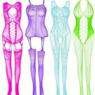 Conjunto 4 Peças Lingerie Feminina Sexy Vazada Multicolor ElaShopp