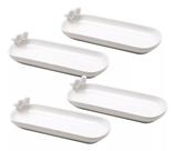 Conjunto 4 Petisqueiras em Porcelana Birds 7x16x3,5cm Wolff