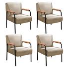Conjunto 4 Poltronas Jade Moderna Braço Metal Cadeira Decorativa Sala Recepção