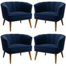 Conjunto 4 Poltronas para Recepção Comercial Ergonômica Tecido Veludo Confortavelo Pés de Madeira Resistente