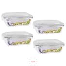 Conjunto 4 Pote 1040ml Hermético Vidro Marmita Com 4 Travas Conjunto 4 Pote 1040ml Hermético Vidro Marmita Com 4 Travas