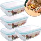 Conjunto 4 Pote Vidro Grande 1040ml Com Tampa Hermética, Marmita Fitness Para Refeições Armazenar Mantimentos- Vasilha Transparente