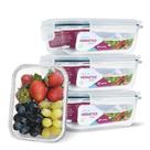 Conjunto 4 Pote Vidro Hermético Marmita Tampa Plástico 370ml