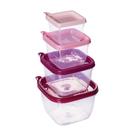 Conjunto 4 Potes de Plástico Quadrados Conect Plasútil