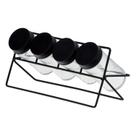 Conjunto 4 Potes de Vidro para Temperos e Suporte em Metal Preto 1172 - Lyor