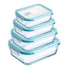 Conjunto 4 Potes de Vidro Tampa Hermética Organizador Marmita Alimentos Retangular Anti Vazamento Conjunto 4 Potes de Vidro Tampa Hermética Organizador Marmita Alimentos Retangular Anti Vazamento