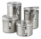 Conjunto 4 Potes Hermético Inox Porta Mantimentos Vedação Premium Com Tampa Kehome