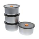 Conjunto 4 Potes Herméticos Redondo Marmita Inox 450ml