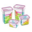 Conjunto 4 Potes Herméticos Sanremo 1,4L 770ml e 537ml Rosa Organização Cozinha Alimentos Mantimento