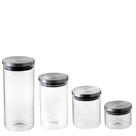Conjunto 4 Potes hermeticos vidro borosilicato tampa Prata