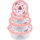 Conjunto 4 Potes para Alimentos com Tampa Estampada Vedação Eficiente Empilháveis para Doces Grãos Marmitas Diversos Uso Diário Cozinha Utensílio