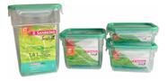 Conjunto 4 Potes Plástico Com Trava Livre Bpa Freshy Sanremo