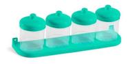 Conjunto 4 Potes Porta Condimentos Plastico Com Base Parede Ou Bancada