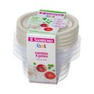Conjunto 4 potes redondos plástico sanremo 230 ml ref.sr105 4c
