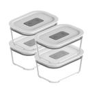 Conjunto 4 Potes Transparentes Herméticos 370ml Tampa Marmita Fresh Lock Vidro Organização Cozinha Geladeira Microondas