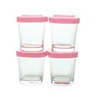 Conjunto 4 Potes Vidro Armazenamento Leite Materno E Alimentos Bpa Free Capacidade 150 Ml Cor Rosa