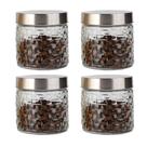 Conjunto 4 Potes Vidro Rattan Tampa Inox 800ml Class Home