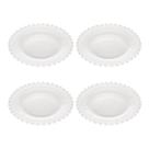 Conjunto 4 Pratos De Sobremesa 20cm Com Borda Enfeitada Flores Daisy De Cristal De Chumbo Para Servir Mesa Doces Sousplat Decorativo
