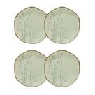 Conjunto 4 Pratos de Sobremesa 21,5 cm Ryo Bambu Porcelana Oxford