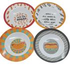 Conjunto 4 Pratos Em Melamina Fundo Para Lanches Hot dog