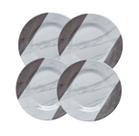 Conjunto 4 Pratos Em Melamina Para Sobremesa Marmorizado 17,5cm