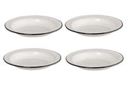 Conjunto 4 Pratos Fundos Esmaltado 500ml Ewel - Branco
