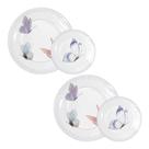Conjunto 4 Pratos Melamina Borboletas Jantar E Lanche Casal