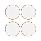 Conjunto 4 Pratos Raso Para Refeição De Melamina Branco Borda Bambu 27cm