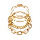 Conjunto 4 Pulseiras Bracelete Feminino Banho De Ouro Prata