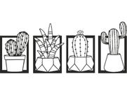 Conjunto 4 Quadro Cactos Decorativo Quarto Kit De Quadro