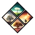 Conjunto 4 Quadros Árvore Da Vida Arte Forma Diamante Conjunto 4 Quadros Árvore Da Vida Arte Forma Diamante