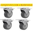Conjunto 4 Rodinhas 8x6cm Giratórias Para Moveis Pesado Reforçado Multiúso Prático De Colocar E Fácil Multiúso Prático