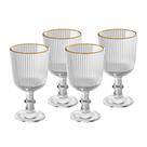 Conjunto 4 Taças de Vidro para Licor com Fio de Ouro Lines 75ml Mesa Posta Wolff